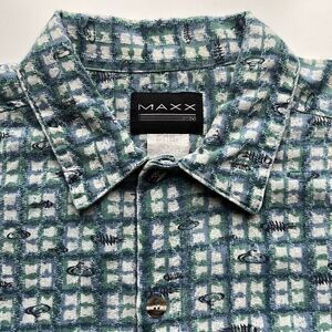 Vintage Maxx Textured Print Camp Shirt Mens M